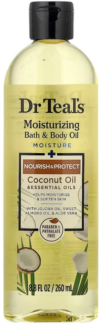 닥터틸스 모이스처라이징 배스 & 바디 오일 코코넛 오일 & 에센셜 오일 함유 260ml (8.8 fl oz) DCT-01790, 1개 - 쿠팡