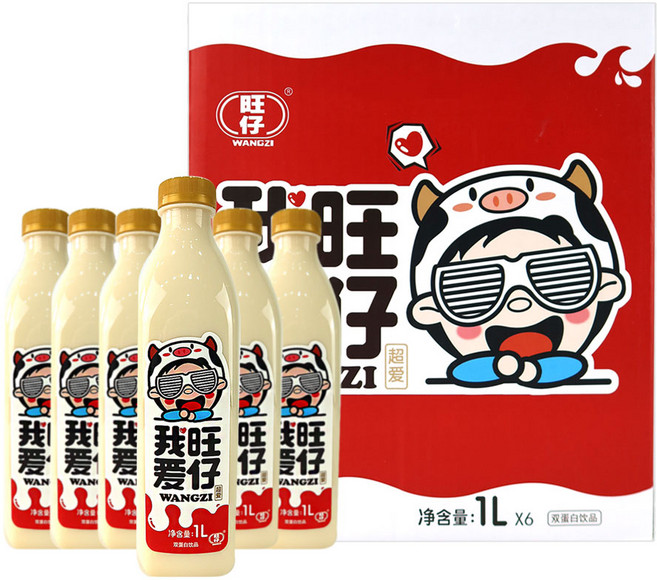 (배터짐) 쌍단백질 워아이 왕자이 음료 우유맛 대용량 (일요일&당일발송), 6개, 1L