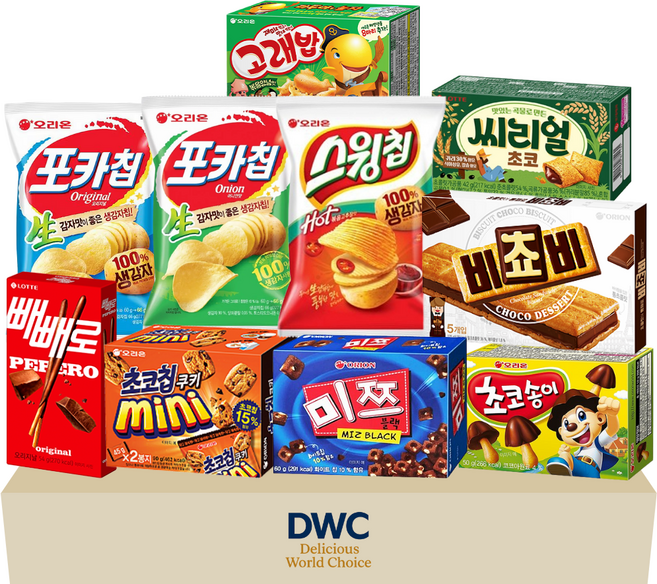 [DWC] 오리온 롯데 과자세트 종합세트 비쵸비 포카칩 오리지널 어니언 스윙칩 볶음고추장맛 빼빼로 초코 초코칩쿠키 미니 등 사무실 탕비실 간식 대용량