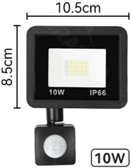 LED 투광등 PIR 모션 센서 리모컨 완벽방수 야외 벽등 스포트라이트 100W 정원용, 05 10W, 02 White 6500K, 01 AC 100V-260V