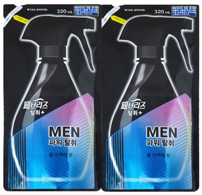 페브리즈 섬유탈취제 포맨 쿨아쿠아향 리필 320ml 2개 ~ 강력 파워 냄새 탈취 방향 보충용 탈취제 냄새제거, 페브리즈 섬유탈취제 포맨 쿨아쿠아향 리필 320ml 2