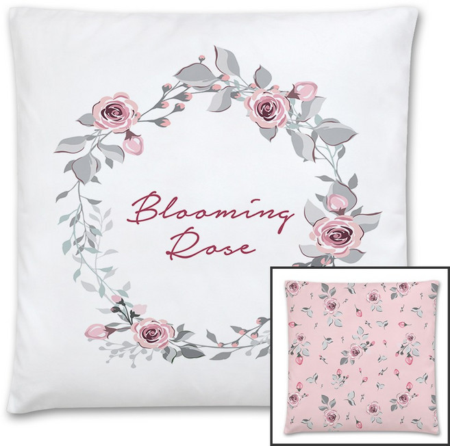 상상후 블루밍로즈 핑크 식탁 방석커버 45x45