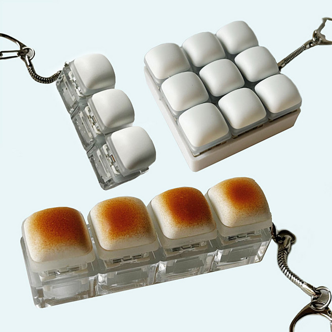 빵 기어 박스 피젯 큐브 캐릭터 딸깍이 키보드 키캡 키링 신기한 틱톡 손 장난감 스트레스 해소, mps452 흰빵9개