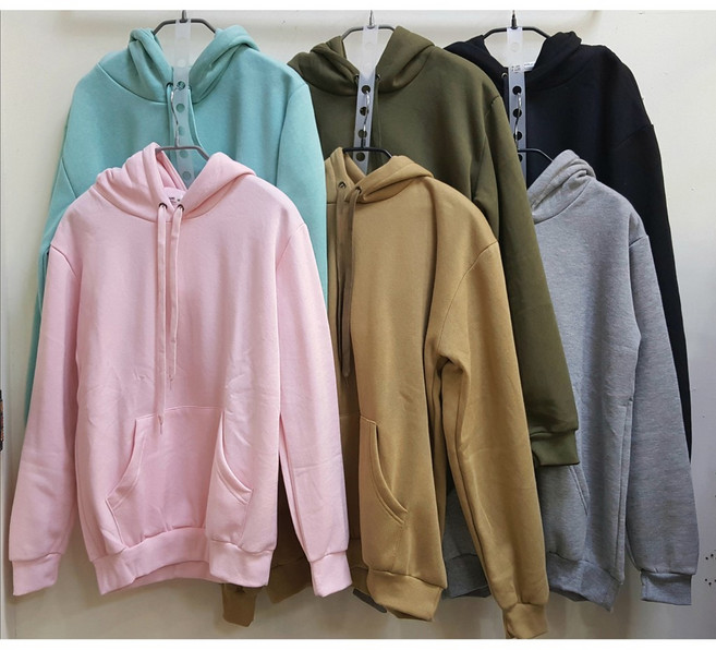 素色厚磅內刷毛連帽T
