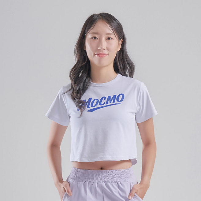 기능성 운동 러닝 헬스 크로스핏 MOCMO 크랙 레터링 반팔 크롭티