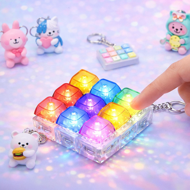 구쯔야 삐까뻔쩍 LED 키캡 키링 불빛 키보드 딸깍이, 1개, 9구_LED