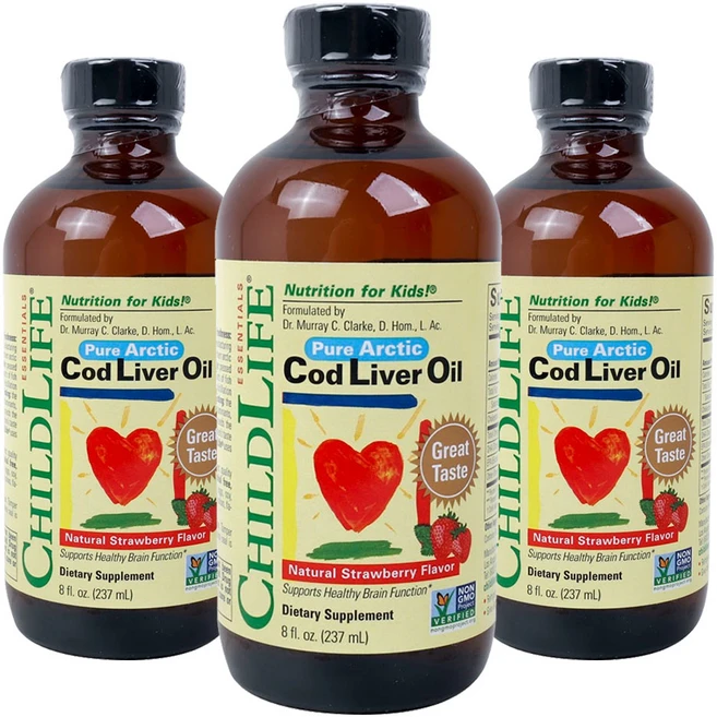 차일드라이프 퓨어 아틱 코드 리버 오일 어린이 오메가 3 내추럴 스트로베리, 3개, 237ml - 쿠팡