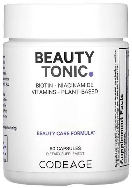 Codeage Beauty Tonic 코드에이지 멀티 비타민 비오틴 구아바 바질 레몬 아나토 실리카 피토세라마이드 아스타잔틴 함유 90정, Codeage, 뷰티 토닉, 캡슐 90정 274538, 1개 - 쿠팡