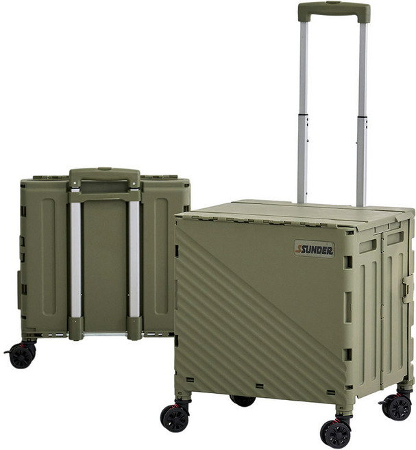 썬더월드 접이식 쇼핑카트 프리미엄 핸드 폴딩카트_60L, 1개, 카키