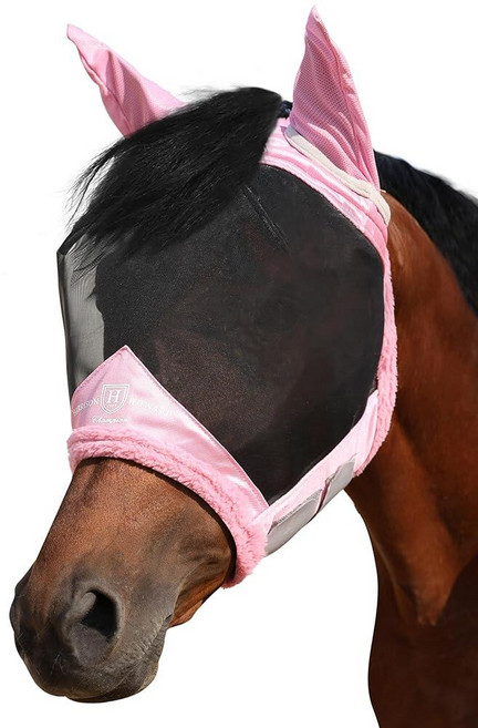 Harrison Howard Horse Fly 마스크 UV 보호 미세 메시 피부에 부드러운 울 감촉 플라이 및 자외선 차단 문라이트 실버 XL, L, 라이트 핑크