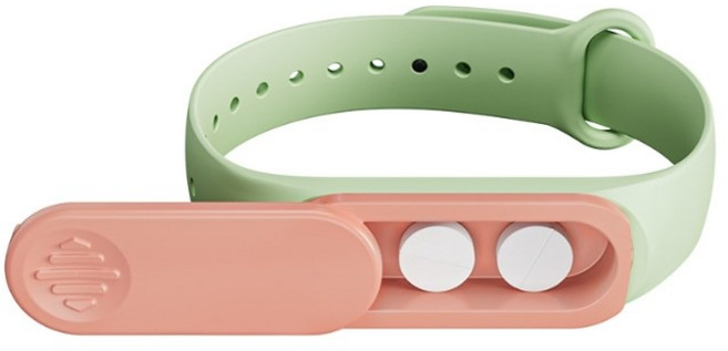 초경량 약통 팔찌 약보관 상비약 알약 수납, 1개, 그린