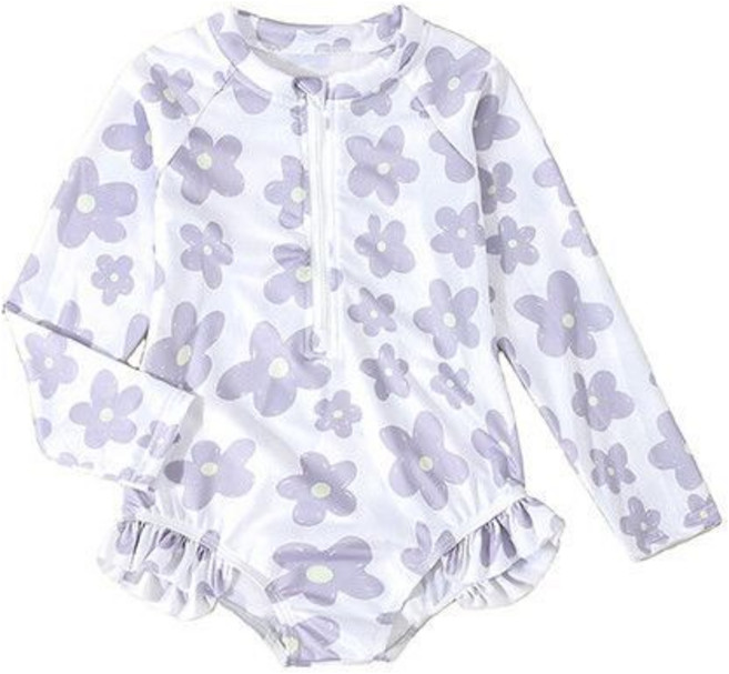 女童連體長袖泳衣 可愛兒童防曬速乾泳裝