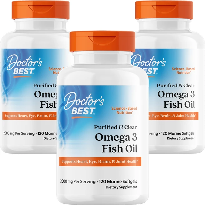 닥터스베스트 퓨리파이드 & 클리어 오메가 3 피쉬 오일 1000mg 마린 소프트젤, 120정, 3개 - 쿠팡
