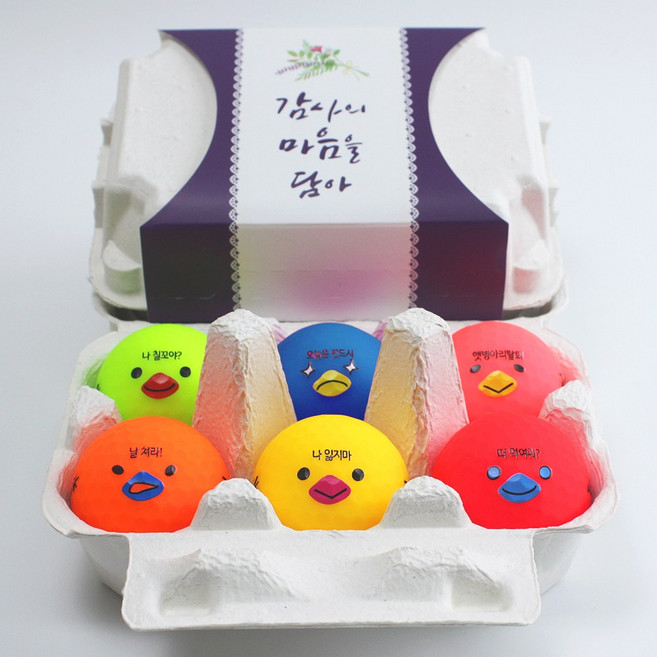볼빅 계란골프공 3피스 6색 무광택 비비드 컬러볼 캐릭터 골프공, 6색혼합, 6개입, 1세트