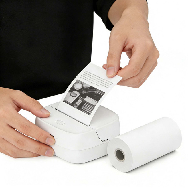 PYHO 휴대용 미니 감열식 가정용 라벨기 블루투스 기능 무선 라벨프린터, 화이트, B23