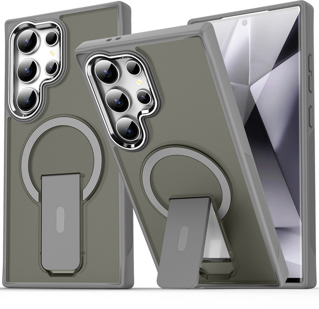 삼성 휴대폰 호환 접이식 스탠드 케이스 마그네틱 무선충전 지원 PC 하드 충격방지 반투명 무광 지문방지