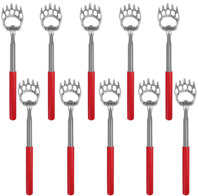 곰발바닭 스텐 4단 접이식 휴대용 효자손 E타입, 04) 레드, 10개