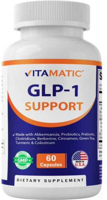 Vitamatic GLP-1 Support Supplement for Men & Women 60 Capsules - Made with Akkermansia Probiotics, Vitamatic GLP-1 Support Supple, 1개, 60정