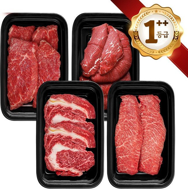 쿠가[냉장냉동] 횡성한우 어사품 1++등급 정육 찜갈비 혼합 4구 8호(총2kg)근내지방도7이상[구성 등심+특수부위+불고기+국거리], 단품
