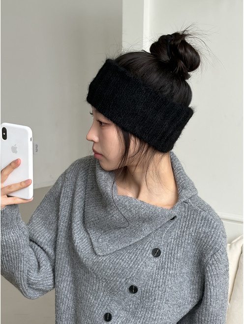 [비마이뮤즈] [울30%/얼굴소멸핏] 퍼릿 골지 헤어밴드 니트 가을 겨울 반다나