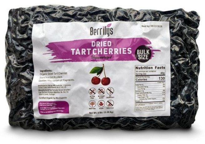 Berrilys 말린 과일 건조 건과일 베릴리스 타트 체리 무가당 무설탕 첨가 씨 제거 무아황산 없음 비변형 16온스, 5 파운드 묶음