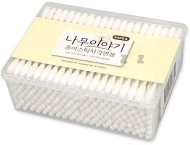 종이스틱 사각 면봉200p 위생 미용 귀이개 귀청소 애견면봉 화장도구, 200
