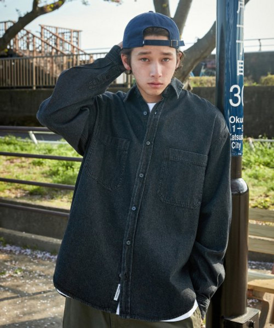 미니멀프로젝트 오버핏 워싱 데님 셔츠 MLS219 다크 그레이