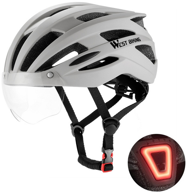 시그니처베이지 자전거 헬멧 전기 전동 킥보드 고글 후미등 YPZ810, 라이트 그레이, 1개