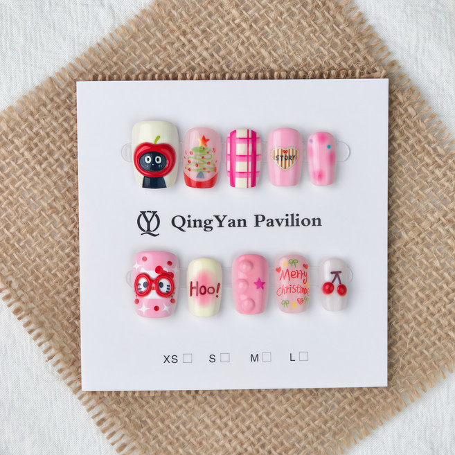 핑크 하트 젤네일 스티커 데일리 심플 붙이는네일 심플 네일 네일팁 세트, 1개, T732-XS