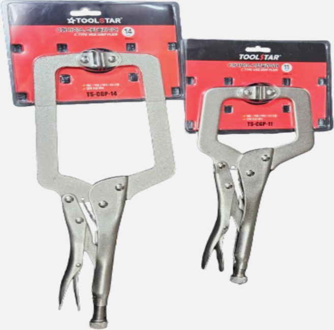 툴스타 C형 바이스 그립플라이어 도금 카본 고정 클램프 TS-CGP-11 14SP, 바이스플라이어, 1개