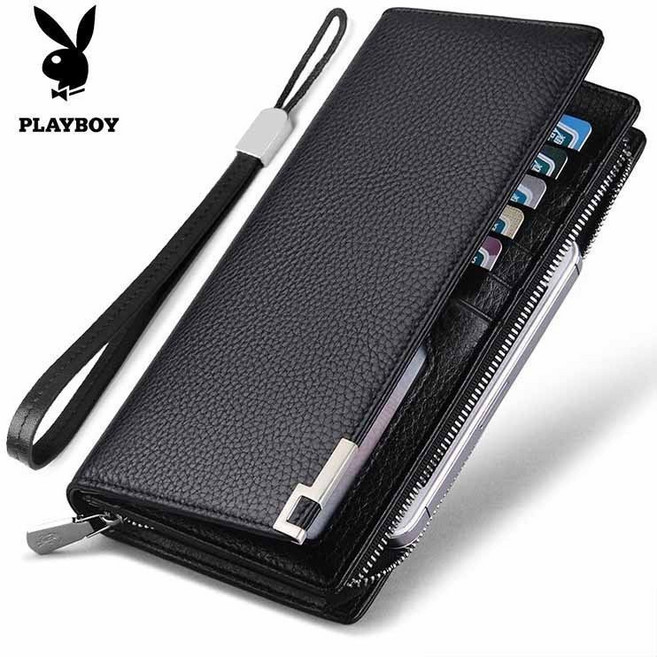 男士長款手機卡包 大容量拉鍊手抓皮夾