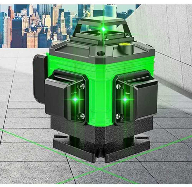 레이저 레벨기 미니 수평기 소형 휴대용 그린 12 라인, 1개, 고정밀 강력광 8줄 (듀얼파워)