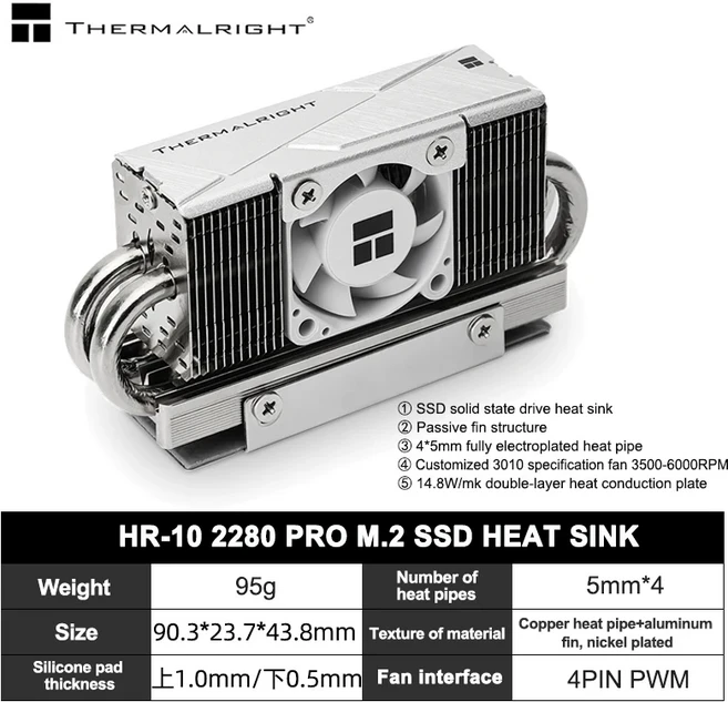 Thermalright HR-10 2280 PRO M.2 SSD 솔리드 스테이트 드라이브 방열판 AGHP 4 히트 파이프 조끼 라디에이, 02 HR-10 2280 PRO