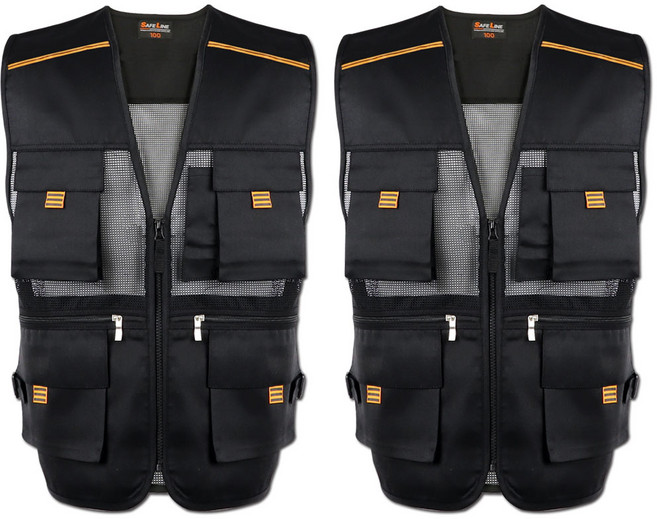 SL 작업 조끼 여름 망사 블랙 2p, 2개