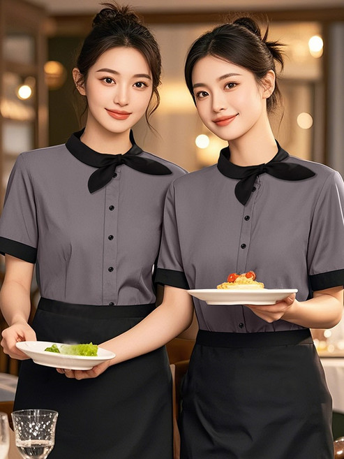 cade konty홀서빙복 호텔 레스토랑 셔츠유니폼 여름 식당 위생복cade konty