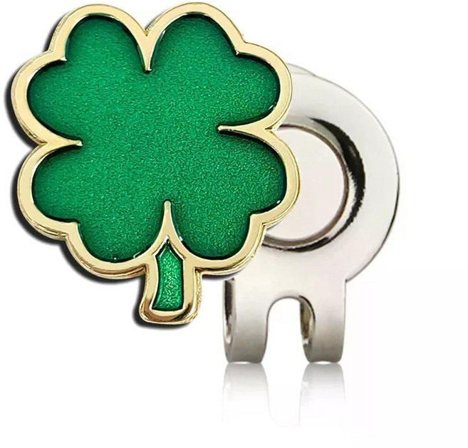 골프 공 마커 양각 금속 네잎 클로버 행운의 모자 클립 마그네틱 1 개, 1개, 1) Green