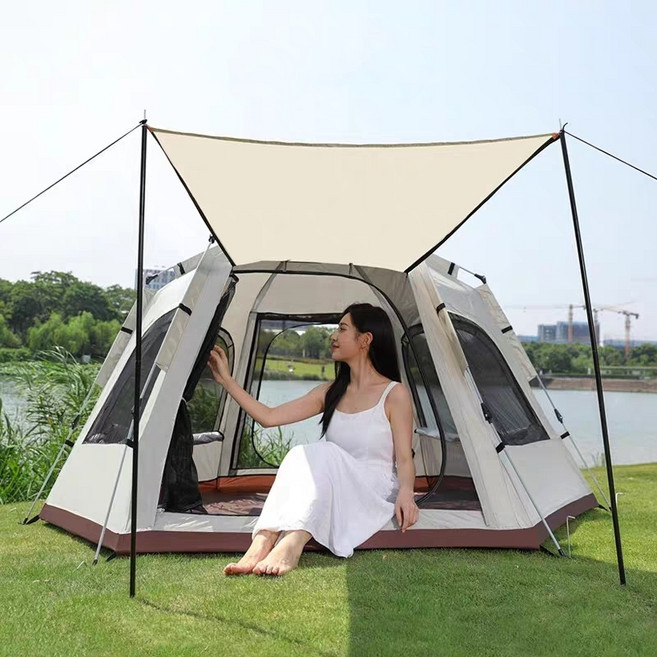 가남 자동 원터치 텐트 육각 돔텐트 대형 캠핑그늘막텐트, 5~8인용(280*240*158CM)