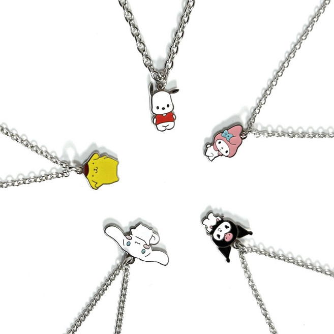써지컬 스틸 미아방지 목걸이 캐릭터 팬던트 우정 조카선물 무료각인, C팬던트my+커브40cm, 1세트