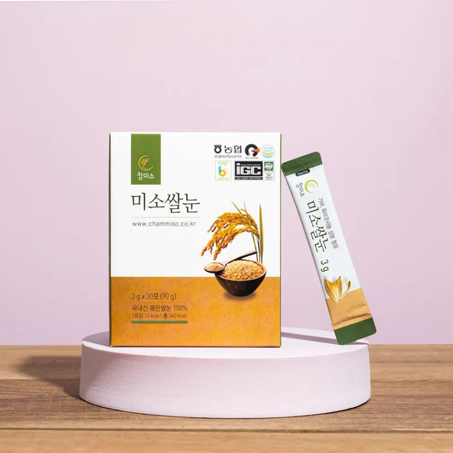 참미소 미소쌀눈 스틱 3g 30포 국내산 볶은 현미 쌀눈 간편 스틱, 1박스