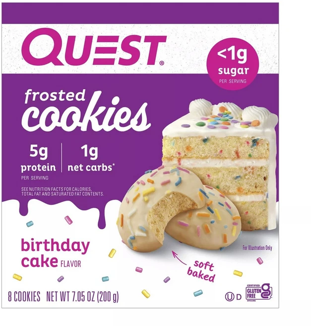 퀘스트뉴트리션 프로스트 쿠키 버스데이 케이크 8개입, 200g, 1개 - 쿠팡