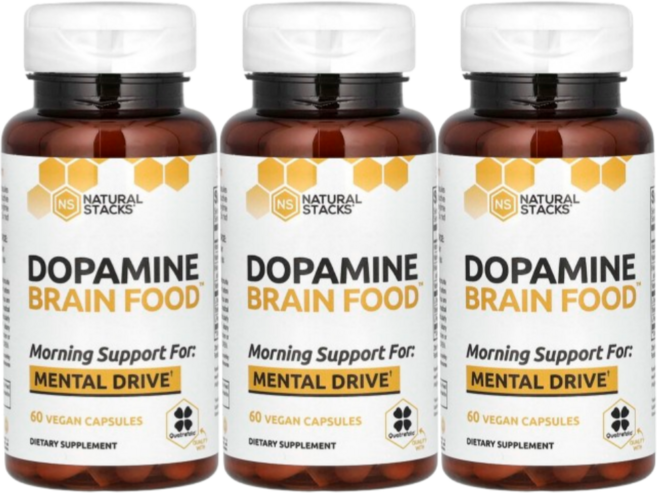 멀티팩 DOPAMINE 도파민 brain food veggie capsules 멘탈 드라이브 L티로신 엽산, 3개, 60정