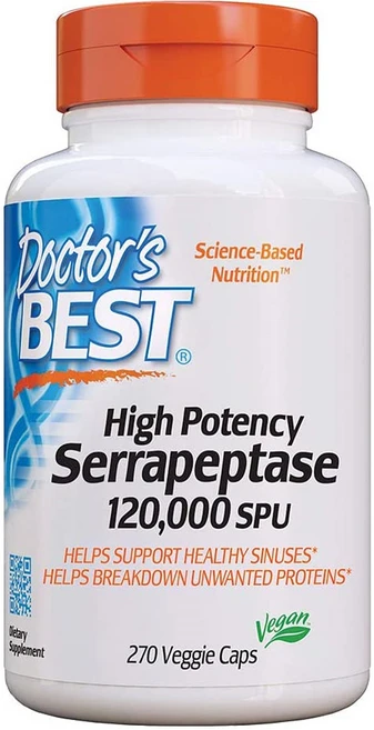 닥터스베스트 세라펩타제 세라펩타아제 High Potency 120000SPU 270베지캡슐, 1개, 120정 - 쿠팡