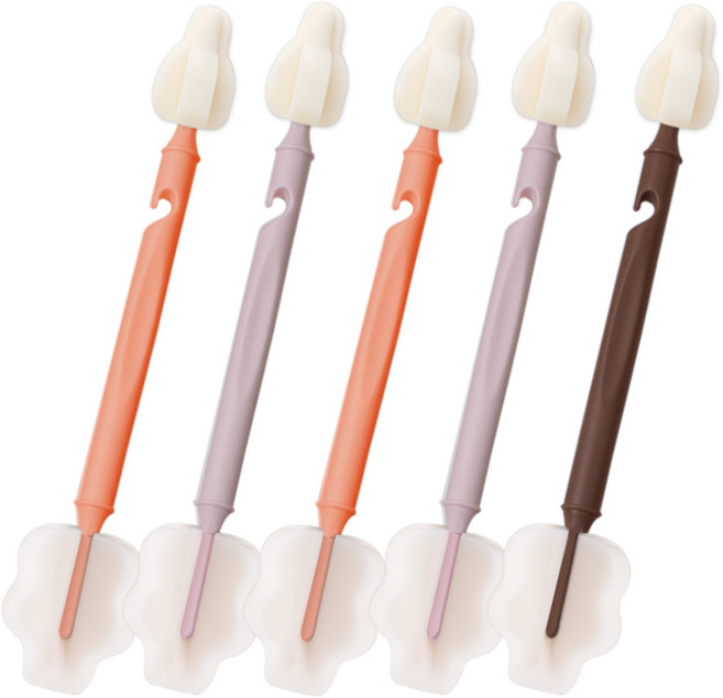 하이비 몽글이 듀얼 젖병 세척 솔 브러쉬 와이드 5p, 1.따뜻한햇살, 1세트