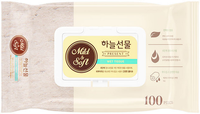 하늘선물 물티슈 100매 캡형 x 24개, 24개입, 1세트