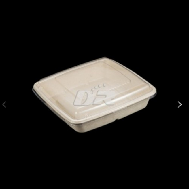 [두레] CS-1000 300개/ 종이펄프 사각 포장 용기 밀키트 만두 딤섬 치킨 트레이 전자레인지용 치킨포장 덮밥 디저트포장 스파게티용기 볶음밥 닭강정 새우튀김 오징어튀김, 뚜껑 (300개)