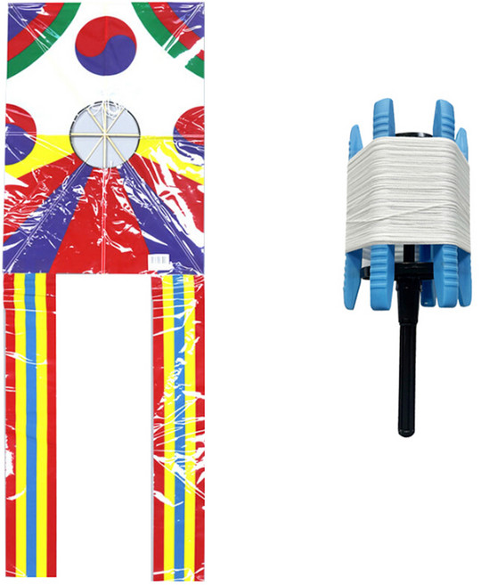 연날리기 세트 긴꼬리 방패연 + 스톱퍼 얼레, 방패연+스톱퍼얼레(소), 1개