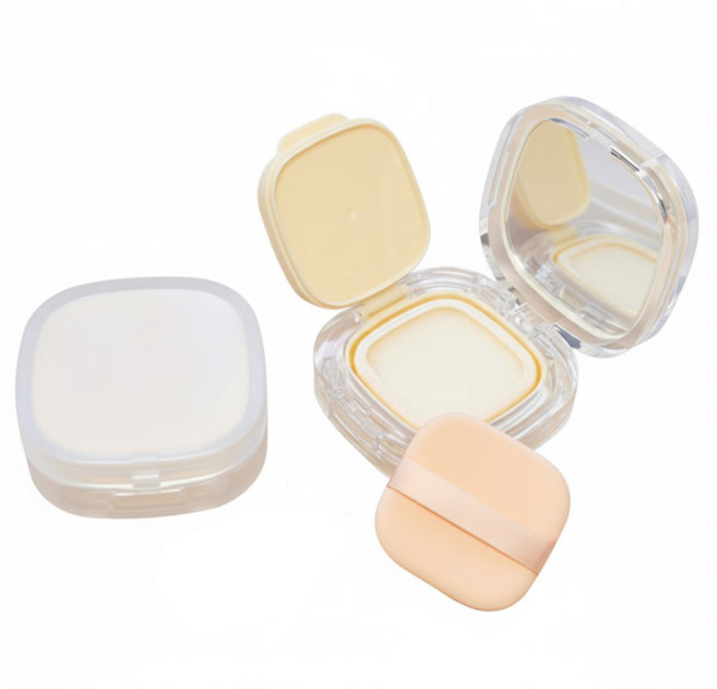 diy 사각 쿠션 팩트 케이스 공병 용기, 1개, 베이지 사각 무광