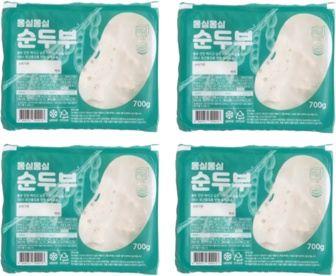[정담두부집] HACCP 100%국산콩 수제두부 몽실몽실 순두부 700g, 4개