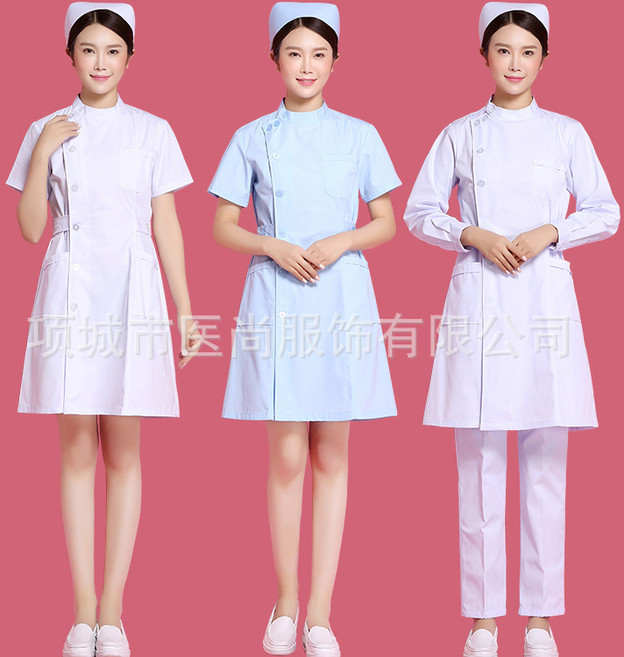 廠家直供夏季護士服醫院長短袖偏襟立領醫院藥店白大褂實習工作服, 1件, XXXL