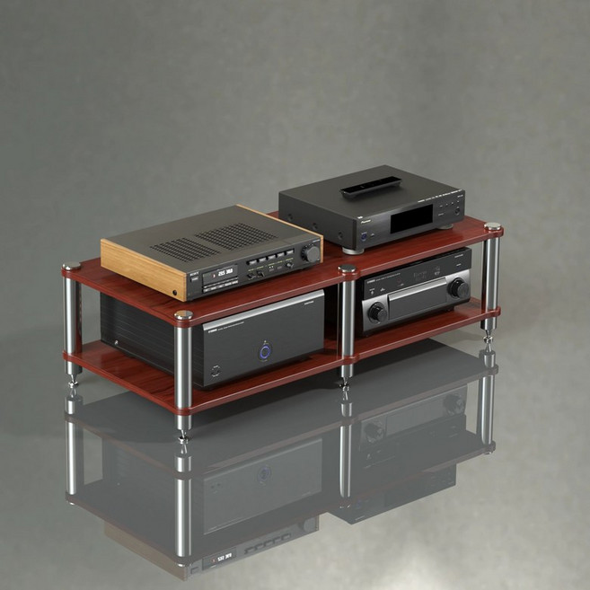 오디오선반 오디오장 앵글 장식장 엠프 진열대 스피커, 2단 레드우드보드 스테인리스스틸, 기본 색상